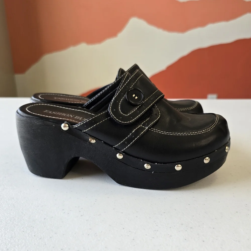 Fashion Bug‎ Black Studded Platform Clogs Y2K 90's Bratz Vintage